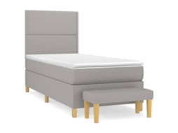 Cama com Molas e Colchão Tecido Cinzento Claro MAISON EXCLUSIVE (100x200 cm)