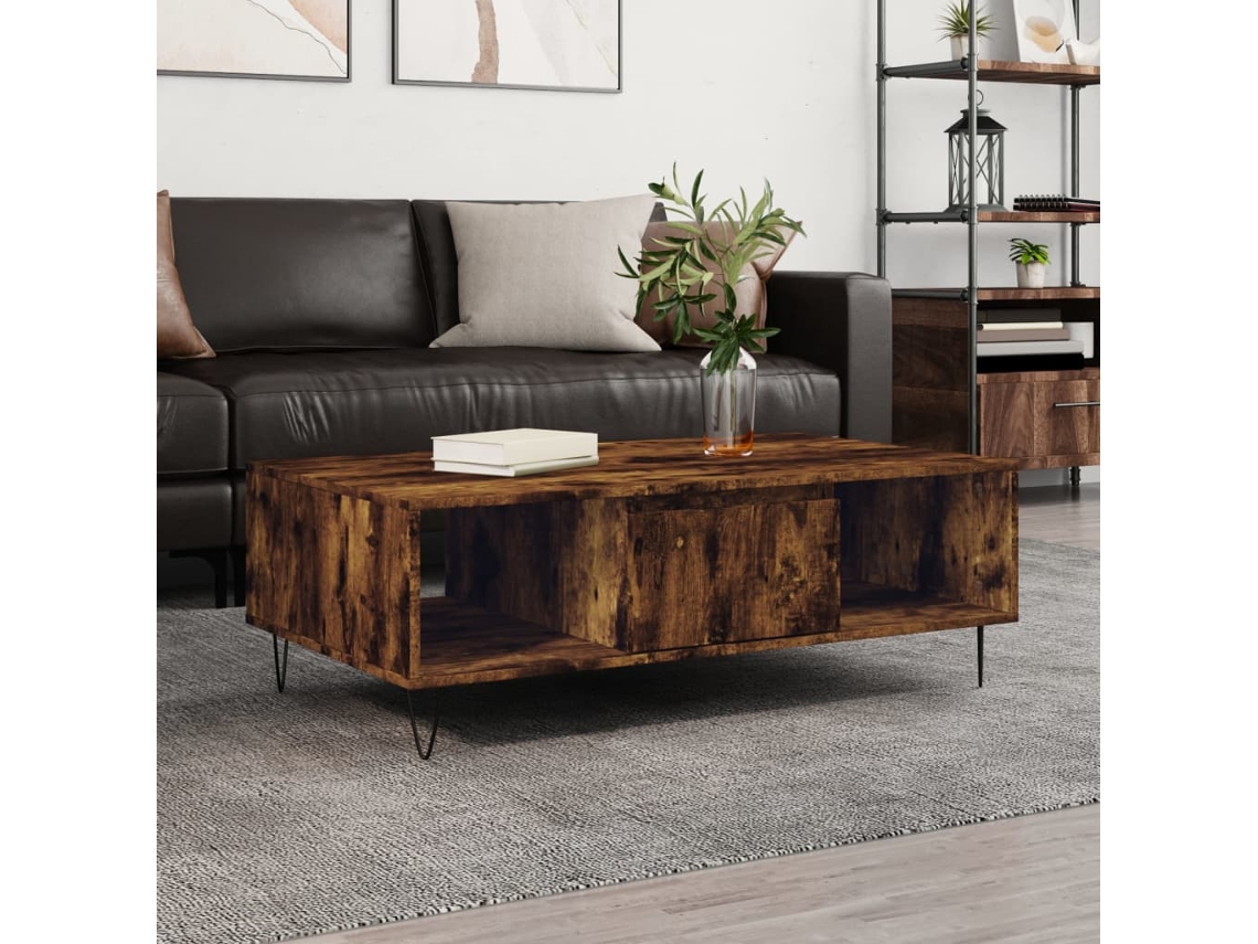 Vidaxl Mesa De Centro 104x60x35cm Derivados De Madeira Carvalho Fumado