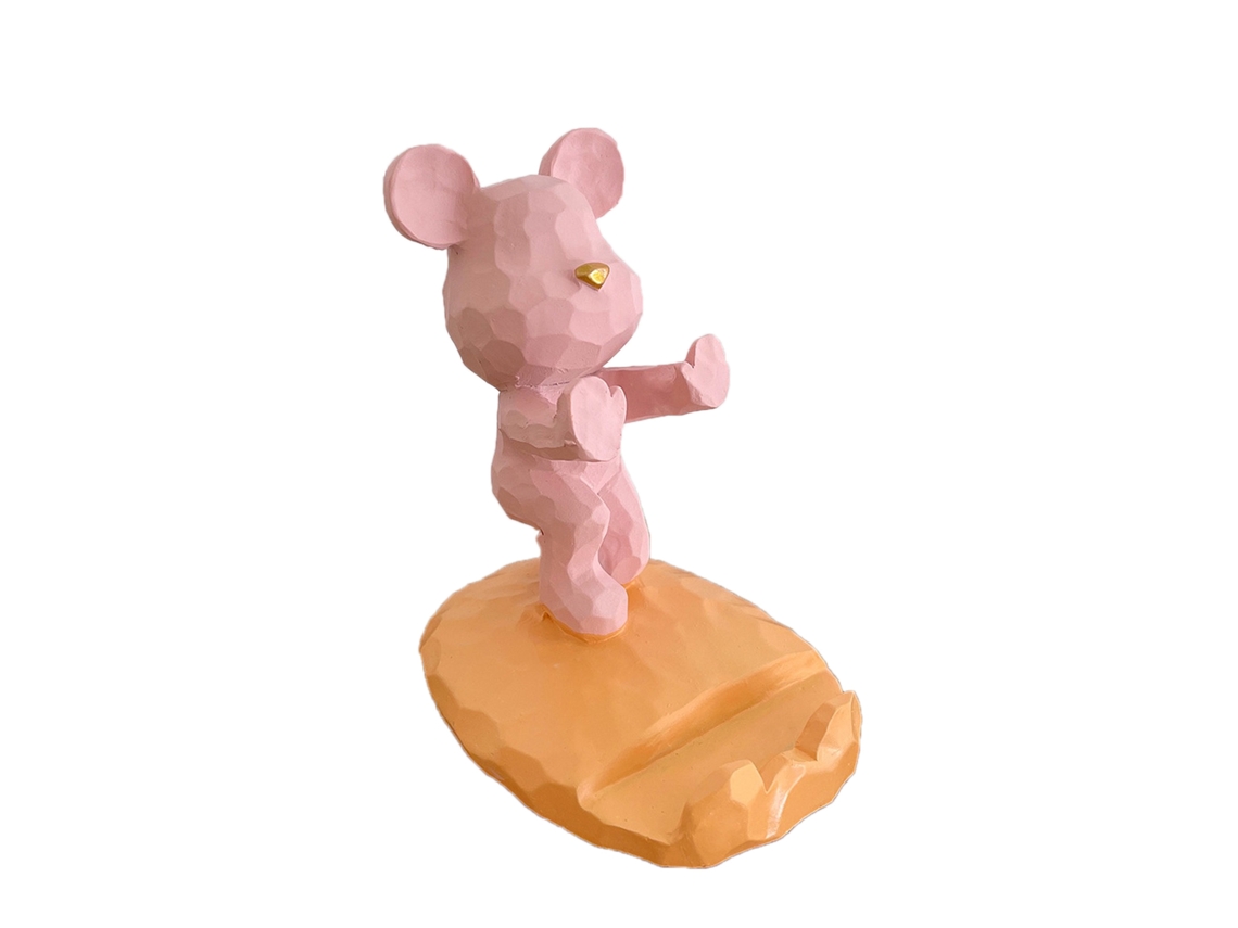 Soporte para celular con forma de oso adorable, estable, para escritorio/tableta, abs+resina rosa | S/MARCA