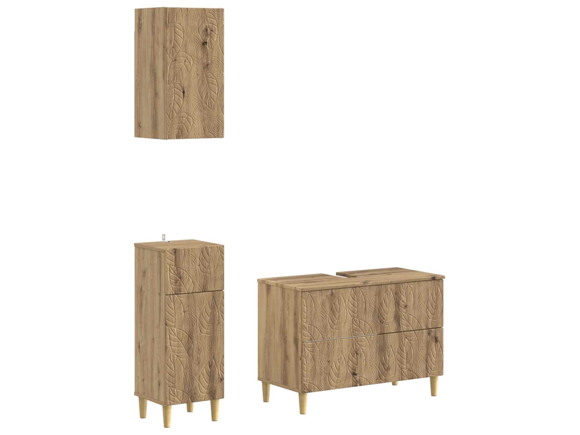 Vidaxl Conjunto De Armários Para Banheiro Com 3 Peças Delft