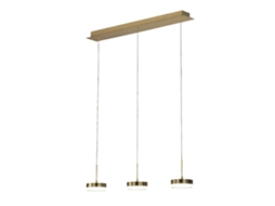 Luminária Pendente Fabas Luce Dunk De 3 Luzes Led Regulável De 24 W Latão Acetinado Design Linear