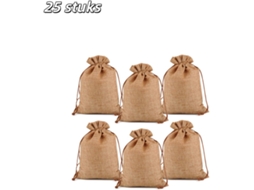 25 Unidades‑saquinhos De Juta Com Fecho De Cordão 13×18 Cm, Adequados Para Joias, Lembranças De Festa E Artesanato, Cor De Juta Escura