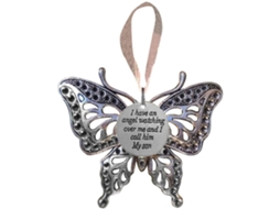 Pingente Memorial Borboleta Gravado Ouro para Família