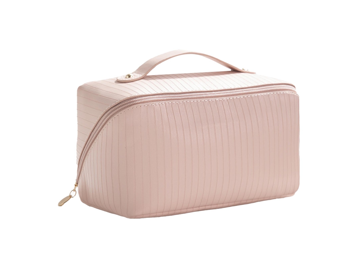 Bolsa de Maquiagem de Viagem com Alça Portátil Grande Capacidade Travesseiro Rosa