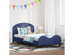 Vidaxl Estrutura De Cama Infantil Com Cabeceira Azul Polícia Veludo