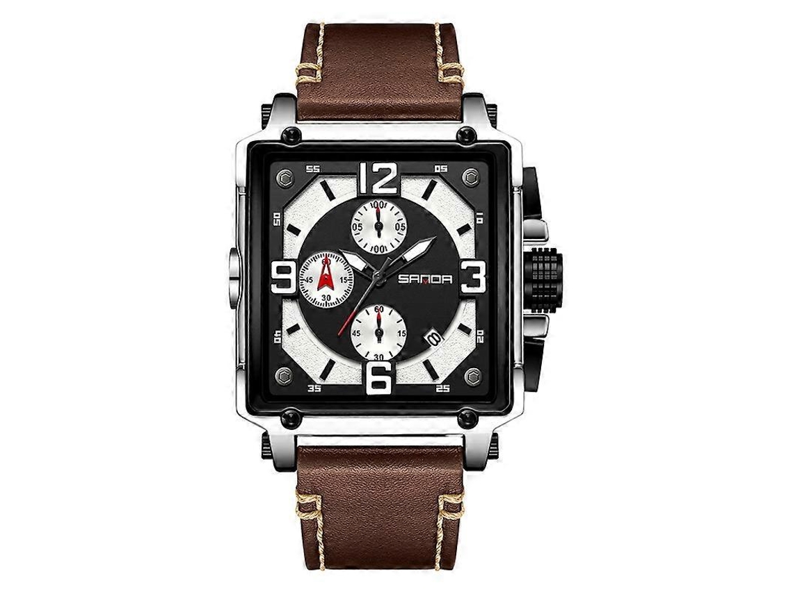 Relógio De Pulso Masculino Sanda 5304 Quartz, Três Mostradores, Seis Costuras, Calendário Simples, À Prova D'água.