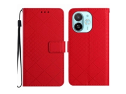 Capa De Couro Com Textura De Grade Rômbica Para Celular