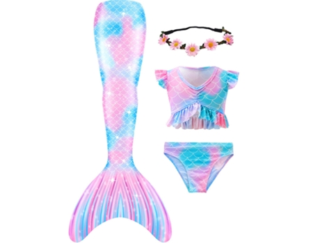 Roupa Interior de Natação Fato de Banho de Sereia Conjunto de Roupa Interior de Fantasia de Sereia 5-6 Anos FPSP