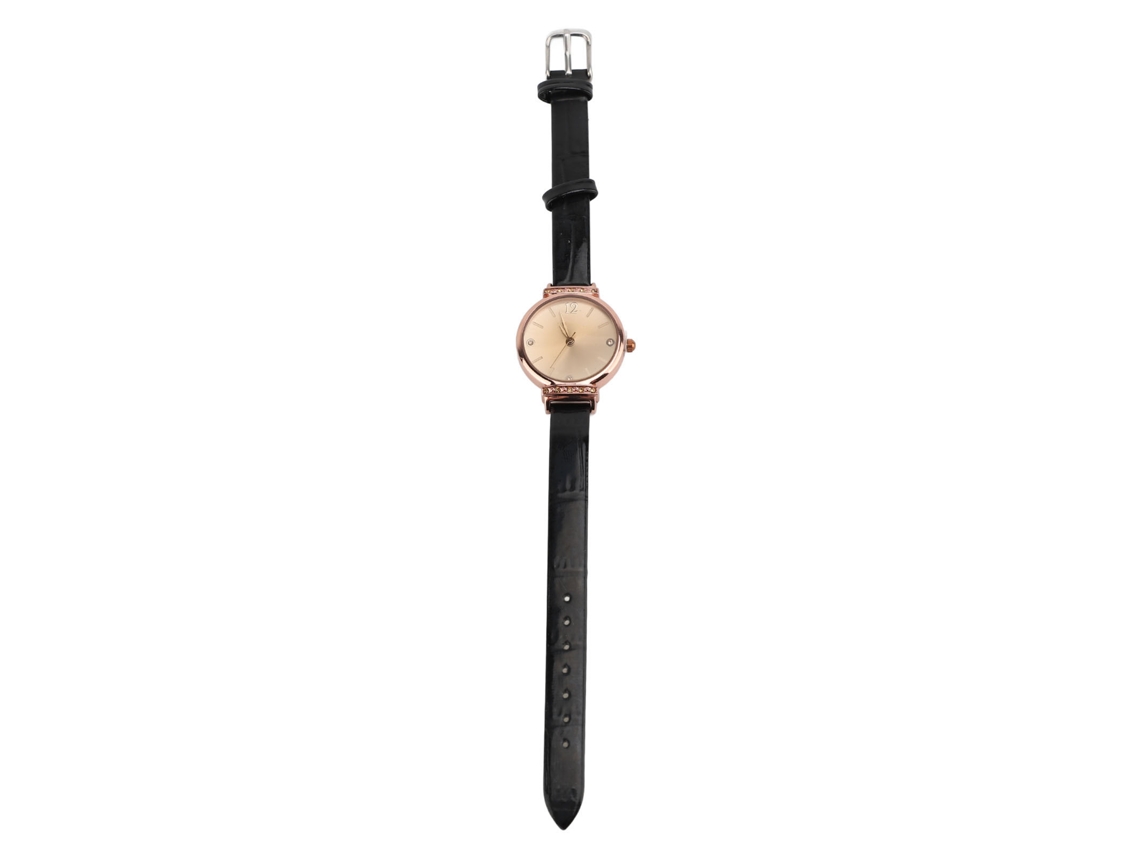 Relógio Feminino de Quartzo Clássico Simples Pulseira Couro Pu Mostrador Dourado rosa Casual