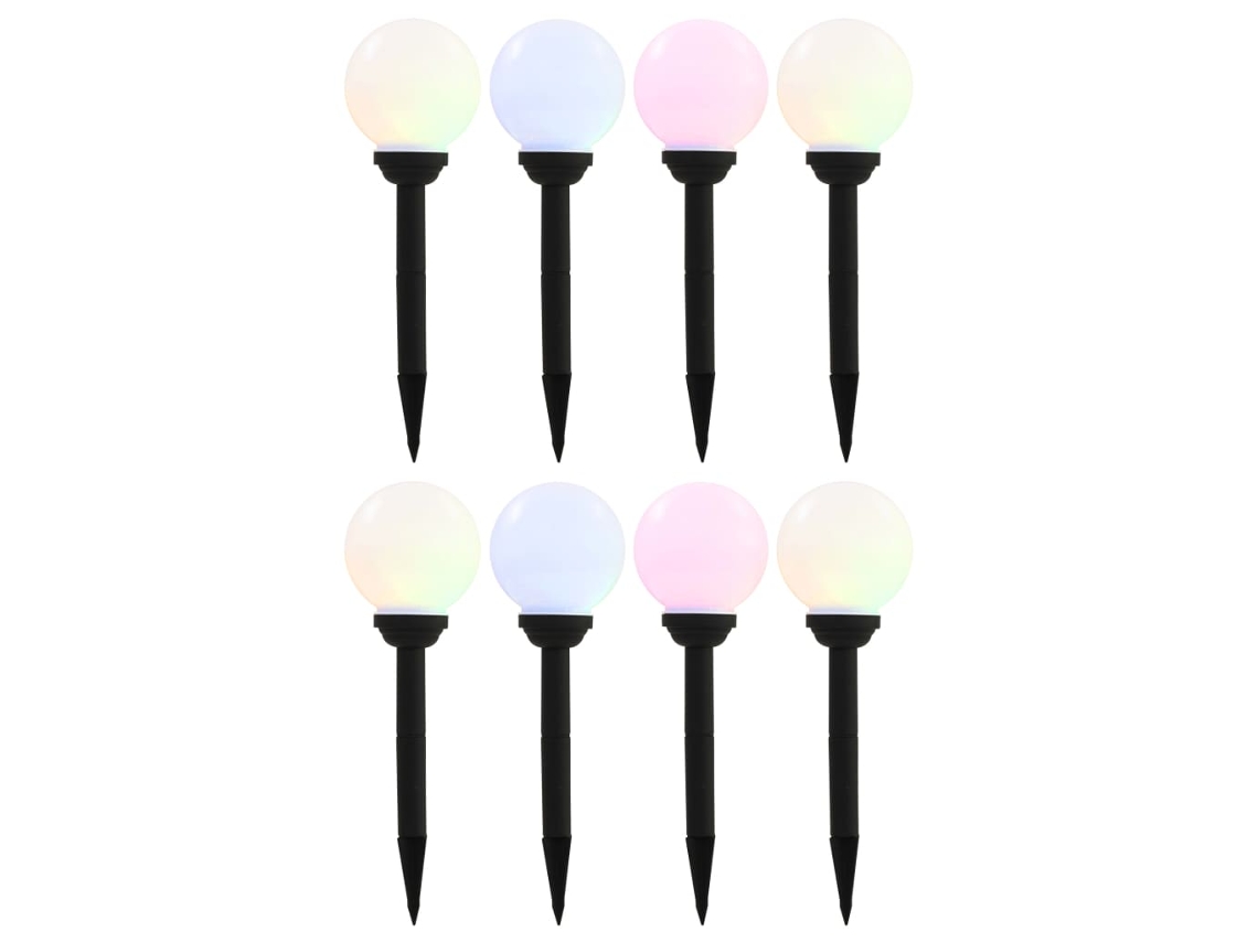 Vidaxl Candeeiro Solar De Exterior Led 8 Pcs Esférico 15 Cm Rgb