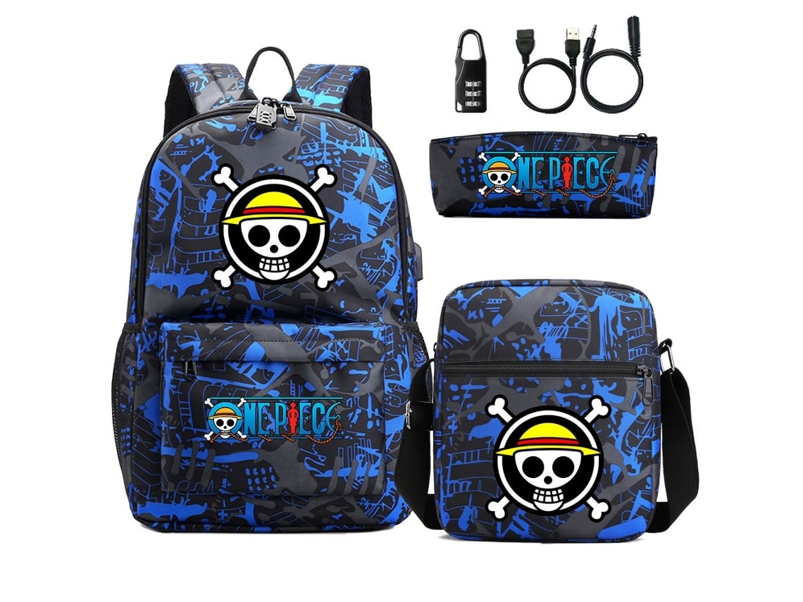 One Piece Com Trava De Senha Mochila  De Estudante De Três Peças6*