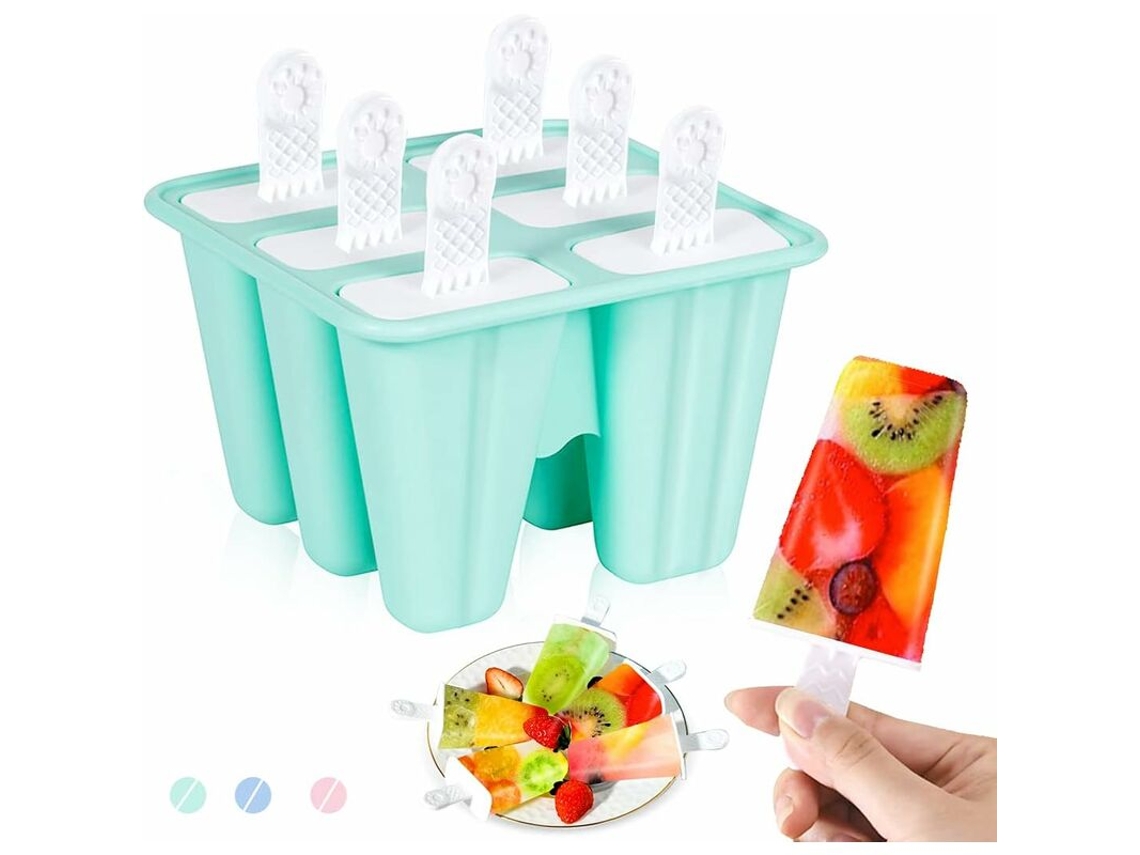 Forma De Gelo Qualidade Alimentar, 6 Peças, Verde, Reutilizável, Forma Para Picolé, Formas Para Cubos De Gelo, Livre De Bpa
