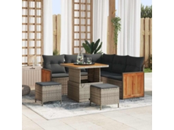 Vidaxl Conjunto De Sofá De Jardim Com Almofada 9 Pcs Cinzeto Vime Pe