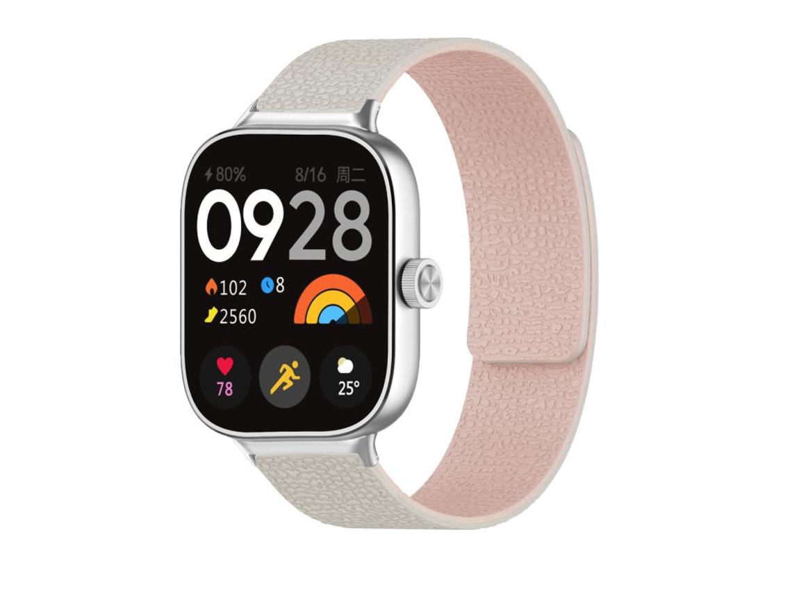 Bracelete Para Redmi Watch 6 / 5 / 4 - Silicone Macio Magnético - Textura De Lichia Rosa Estelar