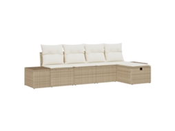 Conjunto 5 Conjunto De Sofás Para Exterior Vidaxl Bege Vime Pe (294 X 117 X 85 Cm)