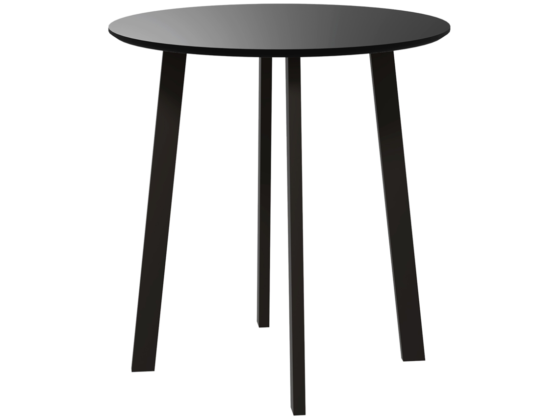 Mesa Redonda Preta 72x72x75cm, Pernas Chanfradas.-hw