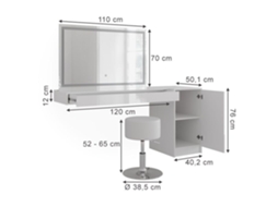 Coiffeuse Sherry, 120cm 4 Partes, Branco, Vicco 59576