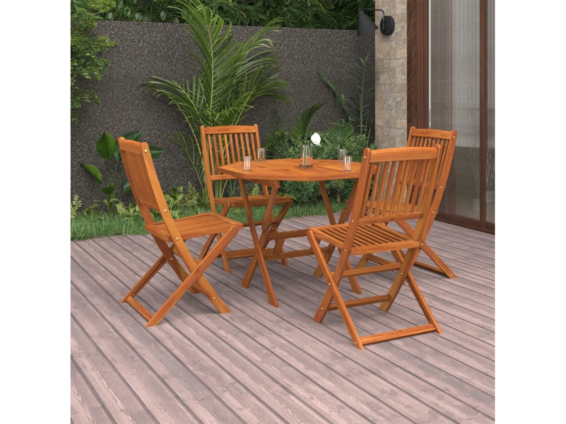 Vidaxl 5 Pcs Conjunto De Jantar Para Jardim Madeira De Acácia Maciça