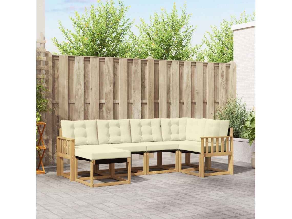Vidaxl Conjunto De Sofás Para Exterior 6 Pcs Branco E Creme