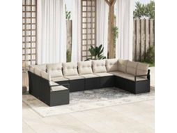 Vidaxl Conjunto De Sofás 10 Unid. Preto Vime Pe
