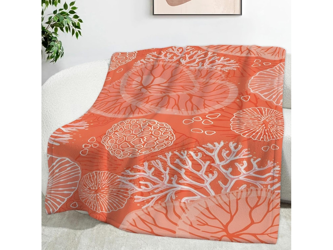 Manta de Coral Algas Marinhas 220x240 Cm Multifuncional Macia Aconchegante em Flanela Ideal para Cama Escritór