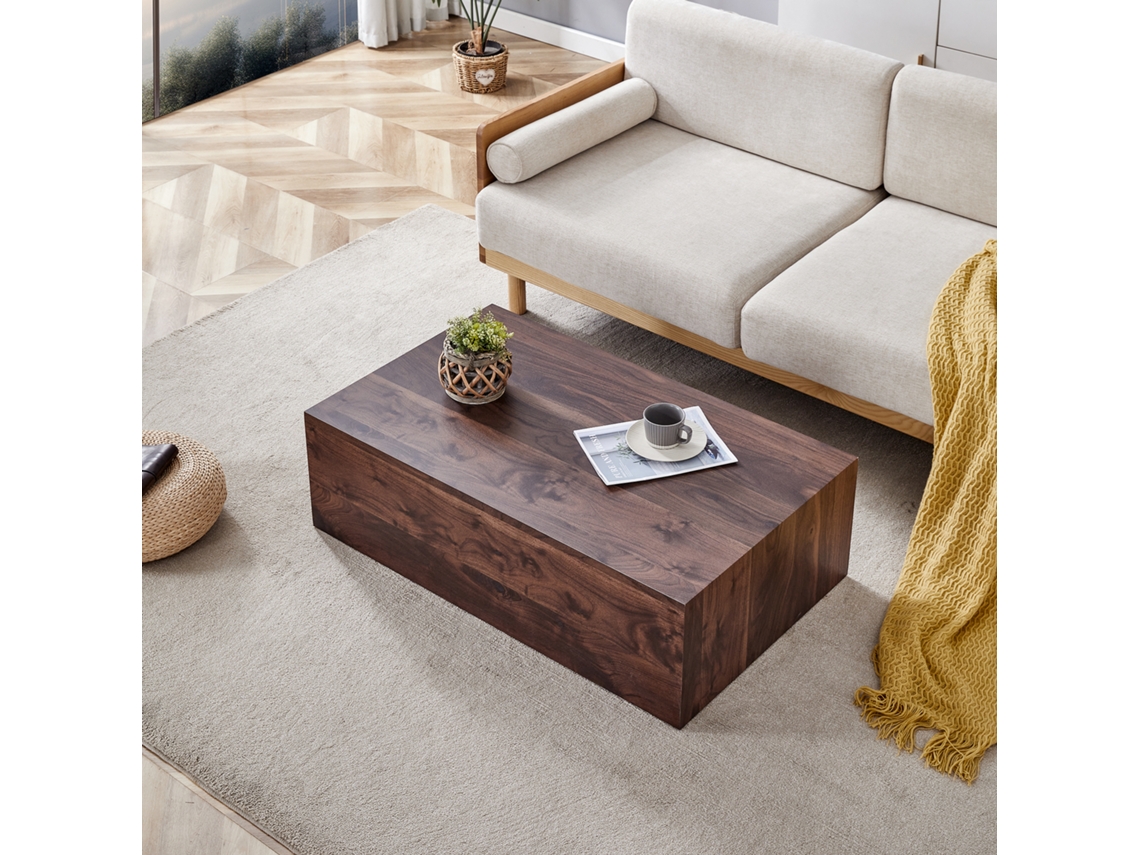 Mesa Centro Retangular Nogueira Mdf 90x50x30cm