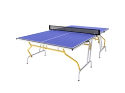 Mesa De Pingue-pongue Dobrável, Inclui 2 Raquetes, 3 Bolas, Rede, Para Uso Interno, Estrutura Metálica, 274x152x76cm, Azul