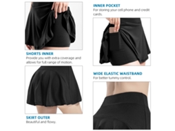Business shorts de Treino 2 em 1 para Mulher com Bolso Calcinha e Saia para Corrida Ginástica Yoga Tênis Golf