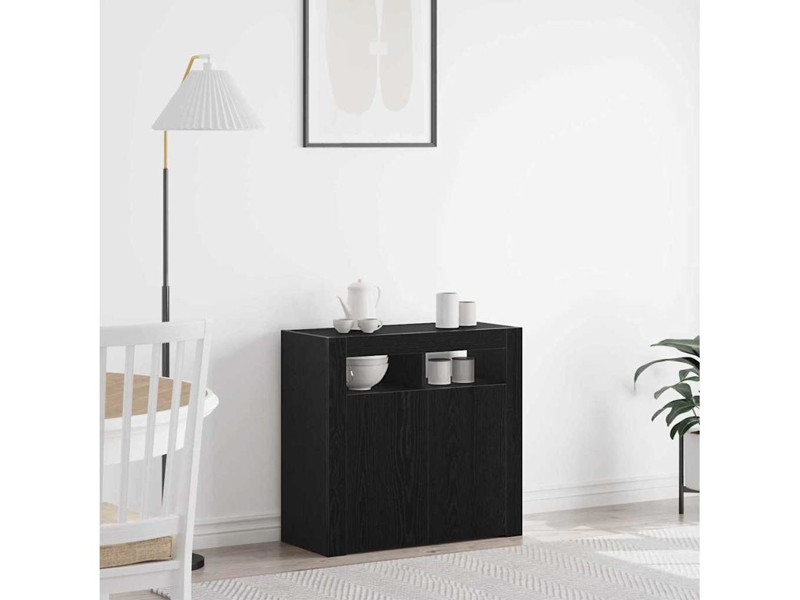 Vidaxl Buffet Carvalho Preto 80 X 35 X 75 Cm Derivados De Madeira