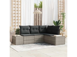 Vidaxl Conjunto De Sofá De Jardim 4 Unid. Cinzento-claro Vime Pe