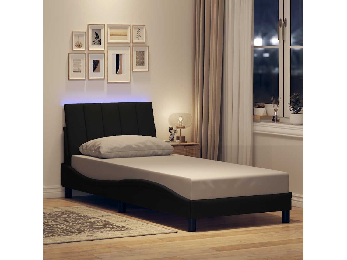Vidaxl Estrutura De Cama Sem Colchão Hanko 90x200 Cm Tecido Preto