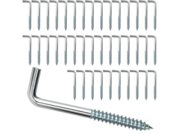2026 40 Parafusos Gancho em L de Aço Carbono Galvanizado de 6 Cm para Pendurar Artigos Domésticos