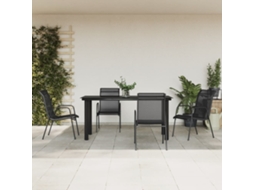 Vidaxl 5 Pcs Conjunto De Jantar Para Jardim Aço E Textilene Preto