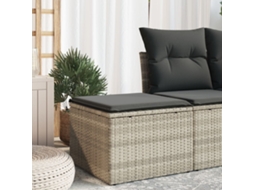 Vidaxl Banco De Jardim Com Almofada 55x55x37 Cm Vime Pe Cinzento Claro