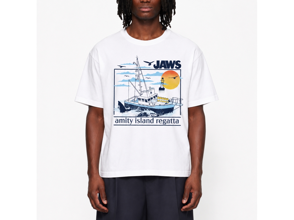 Rockinstone Jaws Movie Amity Island Regatta White Adult T-shirt Size:xxxl