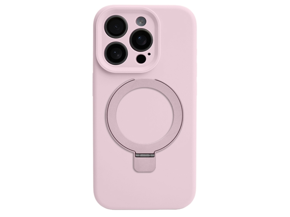 Capa Yuysan Para Iphone 16 Pro Silicone Magnetico Com Suporte Rotativo Branco