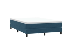 Vidaxl Cama Sem Molas/colchão 160x210 Cm Veludo Azul Escuro