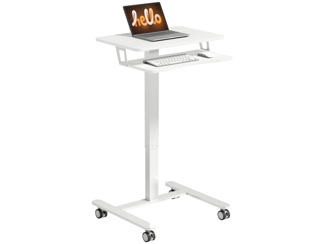 Mesa Em Pé Com Ajuste De Altura, Cor Branco, Em Aço