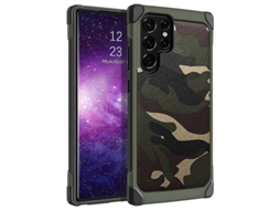 Yuru capa de Camuflagem Compatível com Galaxy S22 Ultra 5g Cor Verde