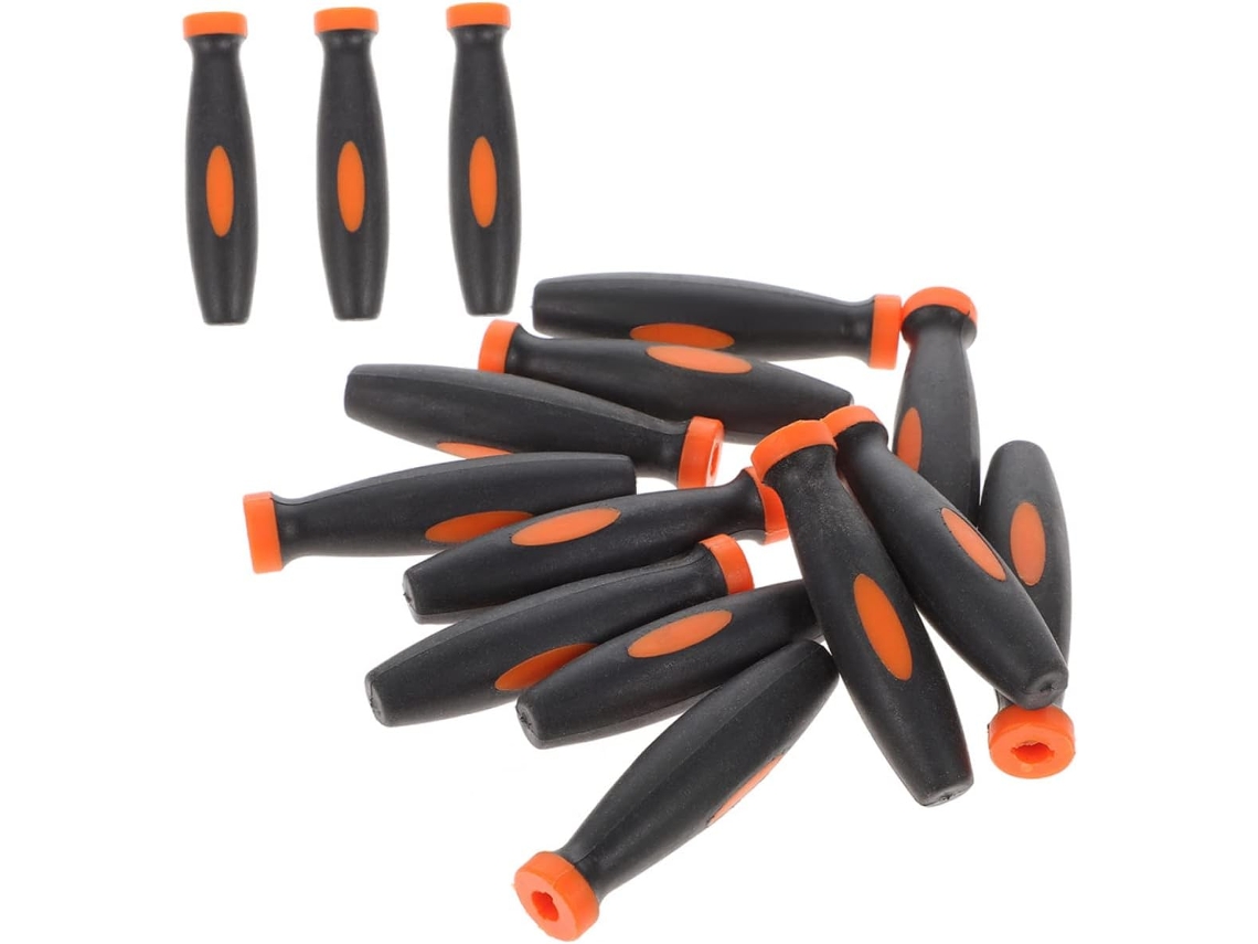 Conjunto De 4 Ferramentas Com Cabos De Borracha Para Limas, 1/4" Em Dois Tons De Laranja E Preto.