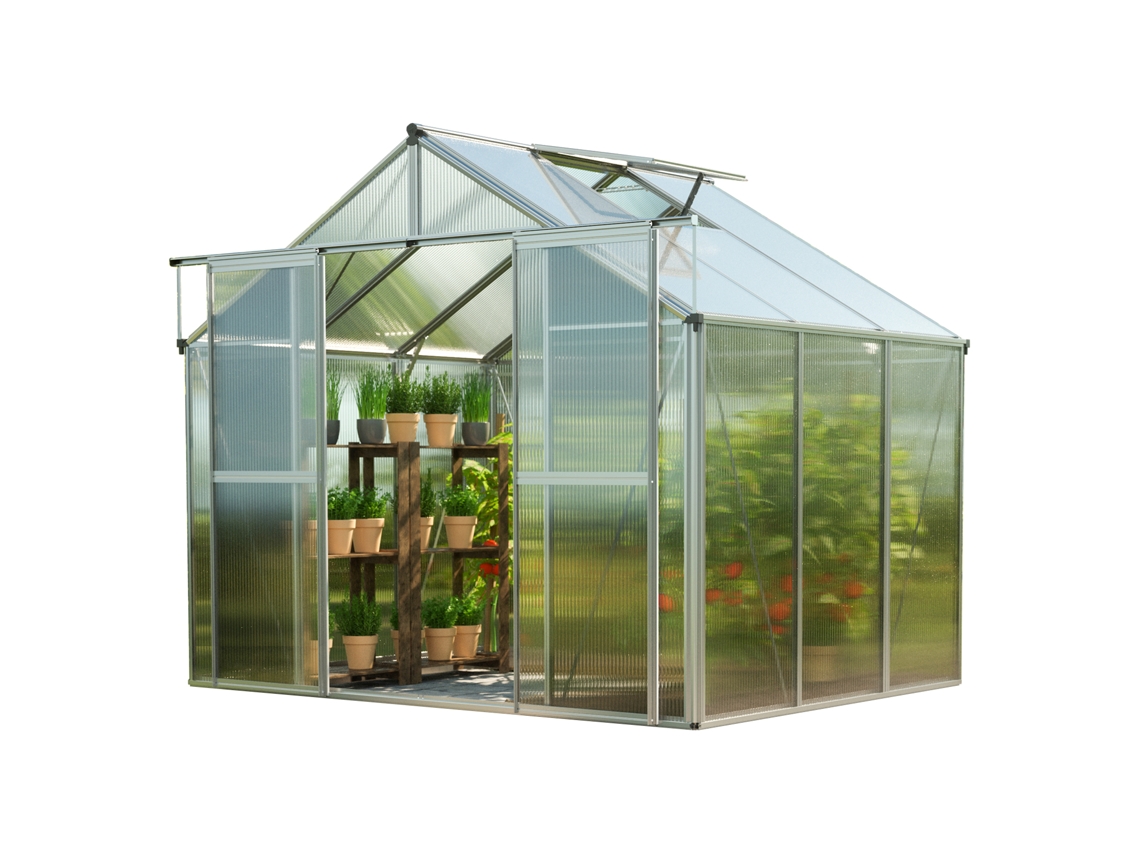 Gfp Invernadero Topas 3 Estrutura De Alumínio 225x195 Cm, Placas Alveolares De 6 Mm, Resistentes Às Intempéries Gfp Garten Freizeitprofi