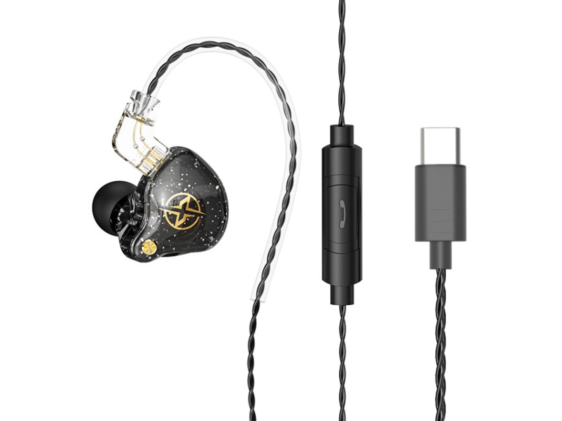 Fones De Ouvido Intra-auriculares , Com Cancelamento De Ruído, Interface Usb-c E Microfone Preto Hexinyigjly