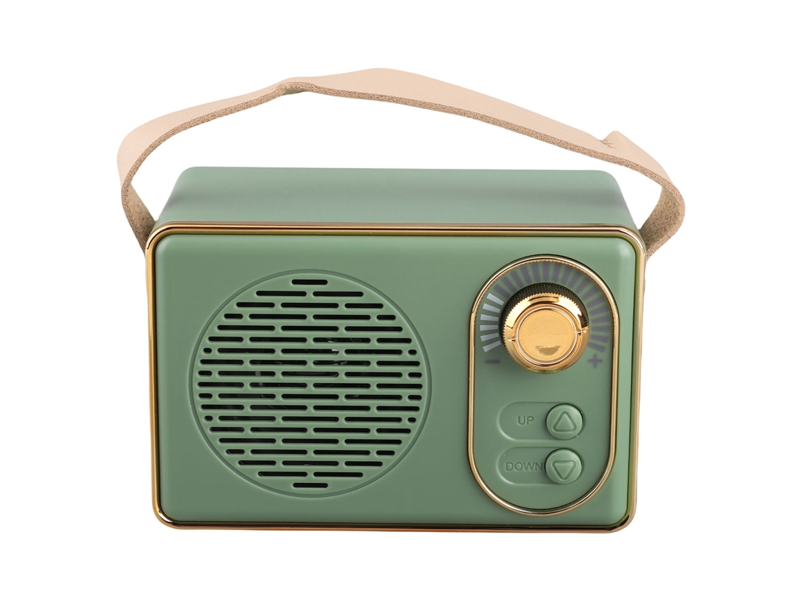 Rebe-Retro Caixa de Som Portátil Sem Fio Vintage Pequena com Som Nítido para Casa, Viagens e Atividades ao Ar Livre (Verde)