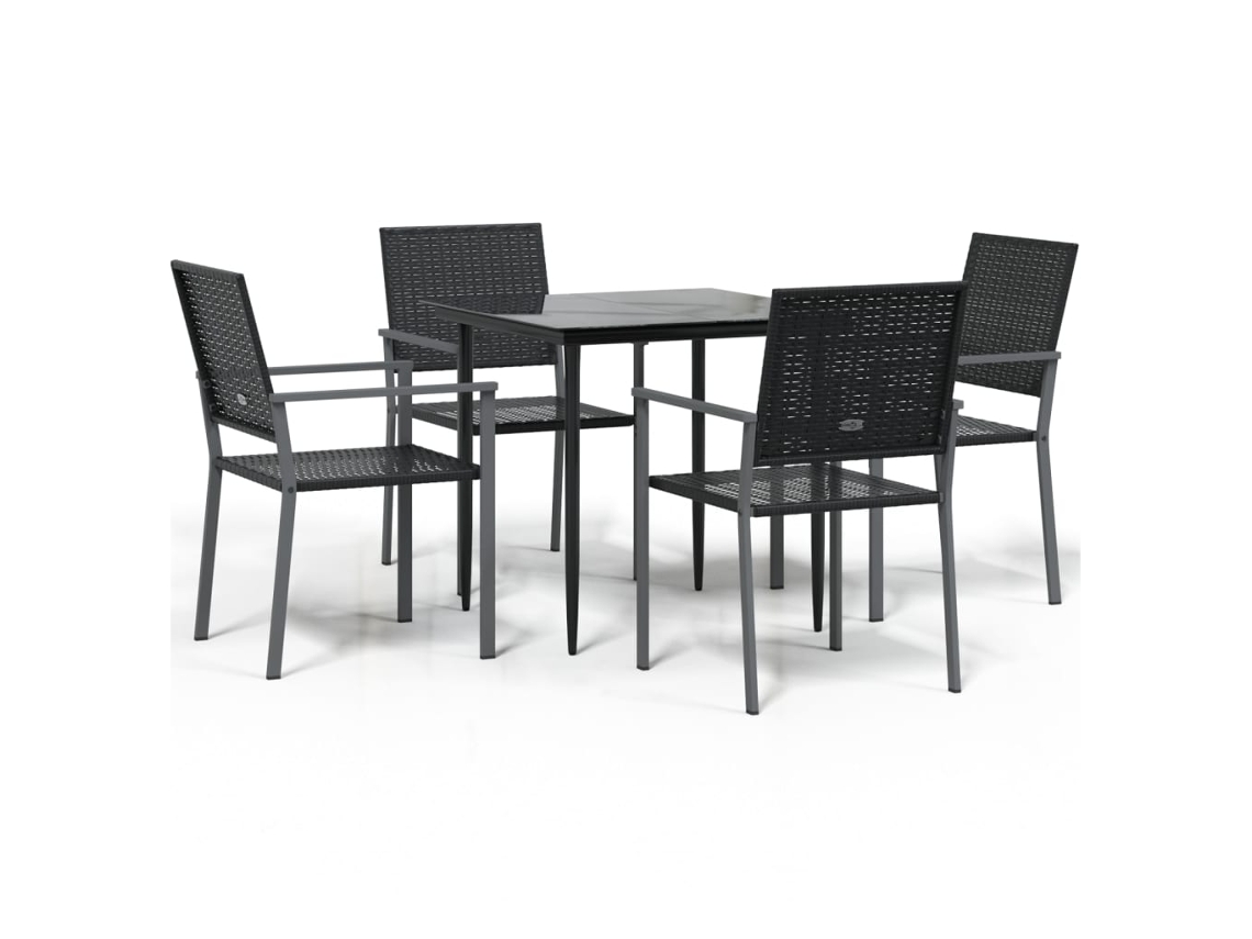 Garden Dining Set, Garden Dining Sets Vidaxl Preto Rattan / Vime (80 Cm Table Length)