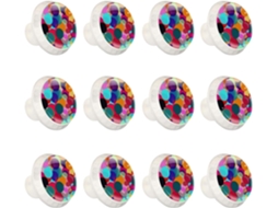 Puxadores E Botões Redondos Para Gavetas Armários, Conjunto De 12 Peças, Com Design Abstrato De Bolinhas Coloridas