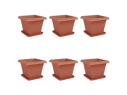 Vidaxl Vasos De Plantas 6 Pcs Vermelho Tijolo 38 X 38 X 30 Cm Plástico
