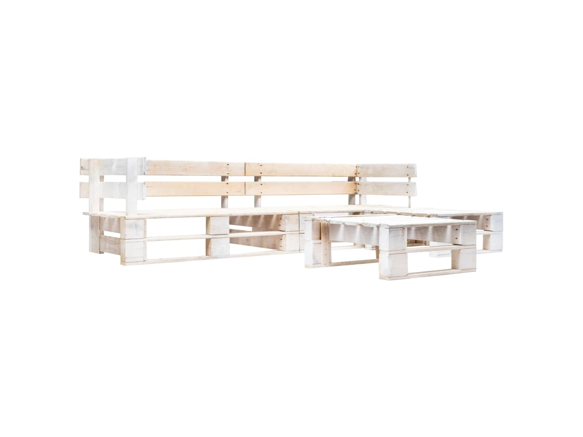 Vidaxl Sofás De Paletes Jardim 4 Pcs Madeira Branco
