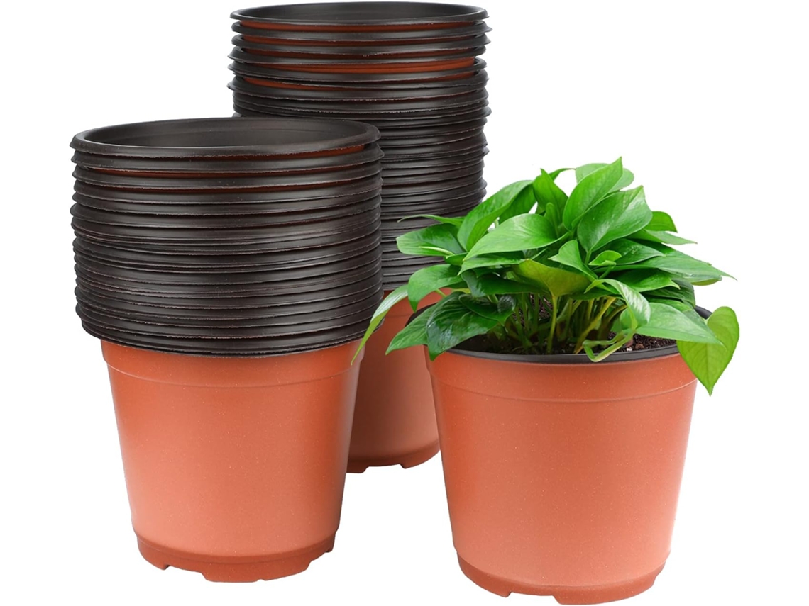 HYMNORA 50 peças de vasos de plástico de 15 cm para plantas, vasos para mudas, viveiro de flores e recipientes para plantas