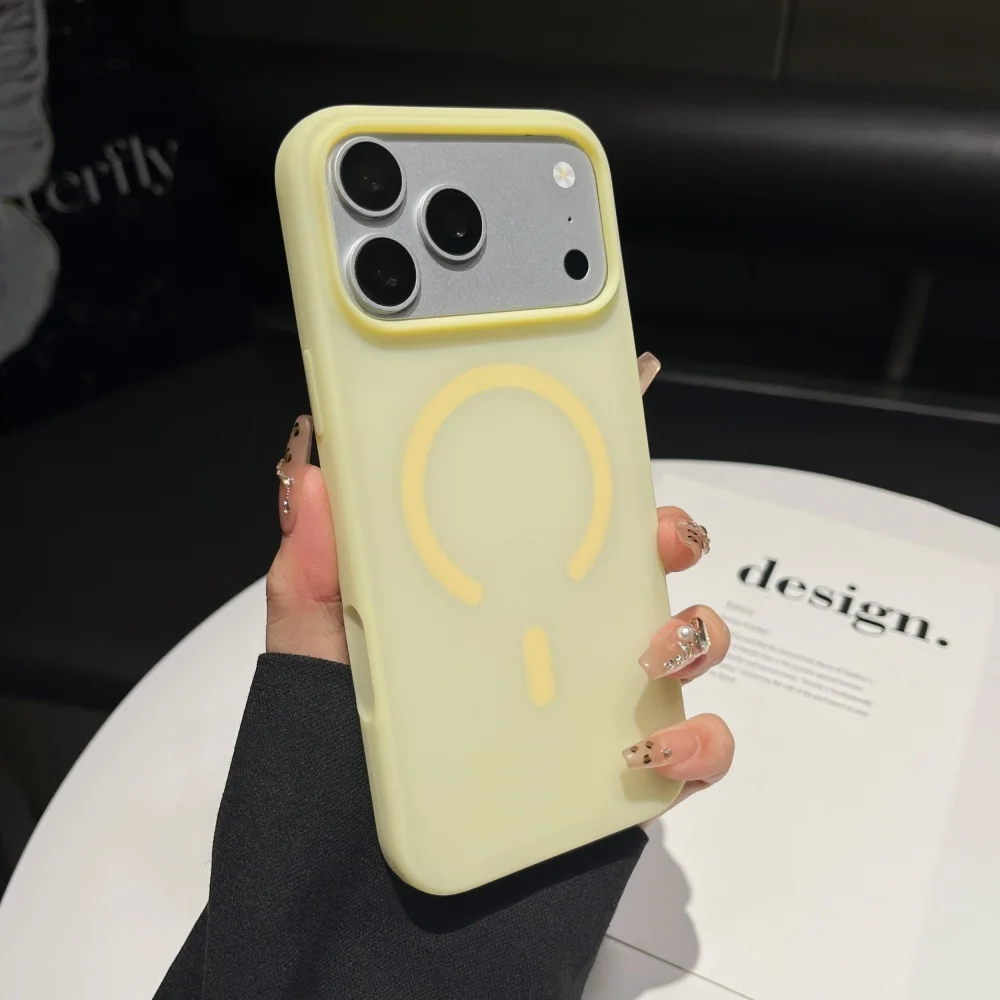 Capa Para Iphone 16 Pro Max (amarela), Compatível Com Carregamento Sem Fio Magsafe, Capa Fosca Macia.
