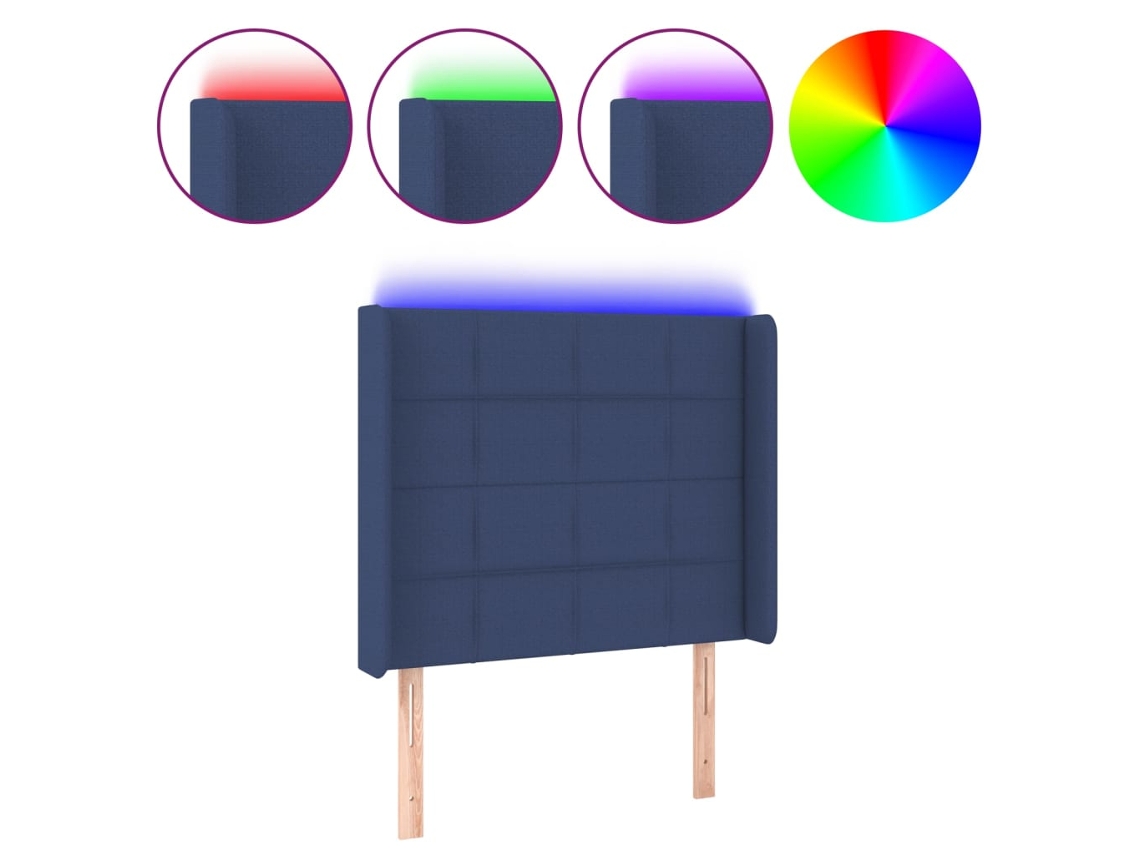 Cabeceira de Cama com Luzes Led Tecido Azul MAISON EXCLUSIVE (103x16x118 cm)